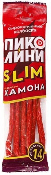 Колбаски из свинины сырокопченые Дымов Пиколини слим со вкусом хамона, 70 г