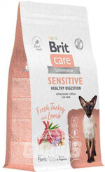 Сухой корм для взрослых кошек с чувствительным пищеварением Brit Care Superpremium Sensitive Индейка и ягненок, 1,5 кг