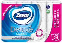 Туалетная бумага Zewa Deluxe 3-х слойная белая 24 рулона