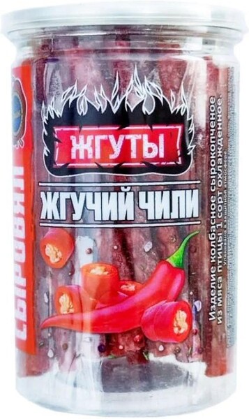 Жгуты Орион Жгучий Чили колбаски сырокопченые из мяса птицы 150 гр., пластик