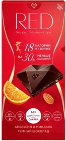 Шоколад темный Red апельсин и миндаль без сахара 85 г