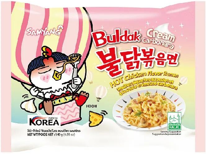 Лапша Samyang hot chickeflavor ramen carbo со вкусом курицы и соуса карбонара, 140 гр., флоу-пак