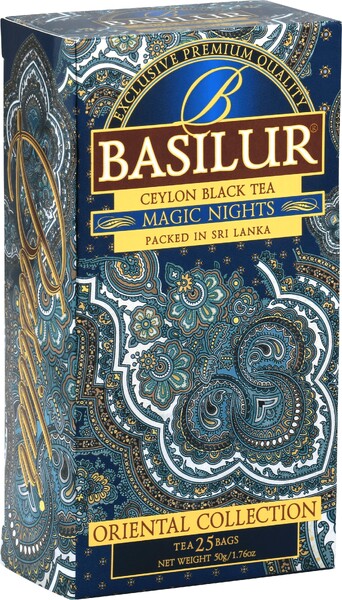 Чай Basilur Magic Nights черный с добавками 25 пакетиков 50 гр., картон