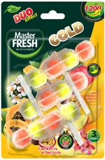 Блок подвесной для унитаза Master Fresh Duo Effect 1200 смываний 5в1 формула Gold Тропик, 3 шт