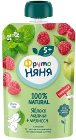 Пюре Фрутоняня Яблоко малина и мелисса 90 гр., пауч