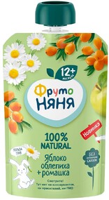Пюре Фрутоняня Яблоко облепиха и ромашка 90 гр., пауч