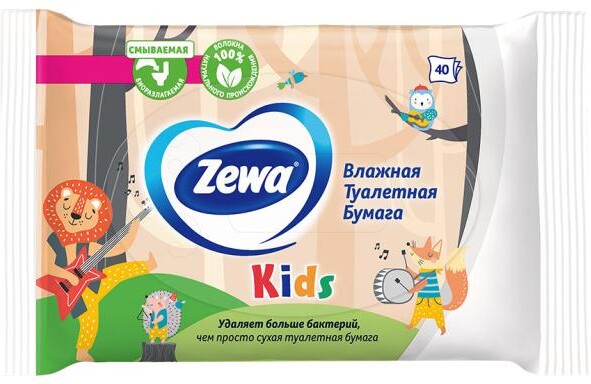 Туалетная бумага влажная Zewa детская, 40 листов