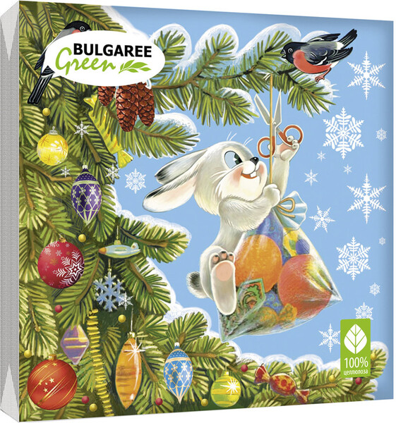 Салфетки Bulgaree Green Зима в подарках трехслойные 33x33 см 20 шт 