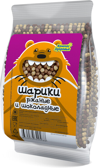 Завтрак сухой “Шарики ржаные и шоколадные” детские 100 г
