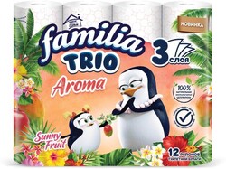 Туалетная бумага Familia Trio Sunny Fruit 3 слоя, 12 рулонов