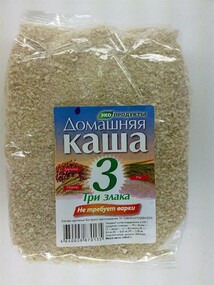 Каша домашняя “3 злака” быстрого приготовления 150 г. Цена за упаковку – 20 штук.