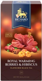 Чай черный RICHARD Royal warming Berries & Hibiscus в пакетиках, 25 х 1,7 г