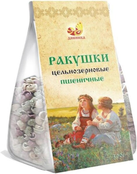 Макароны цельнозерновые Ракушки цветные «Дивинка», 300г