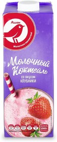 Коктейль молочный АШАН Красная птица клубничный 1,5% БЗМЖ, 1 л
