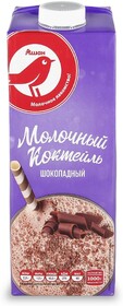 Коктейль молочный АШАН Красная птица шоколадный 1,5% БЗМЖ, 1 л