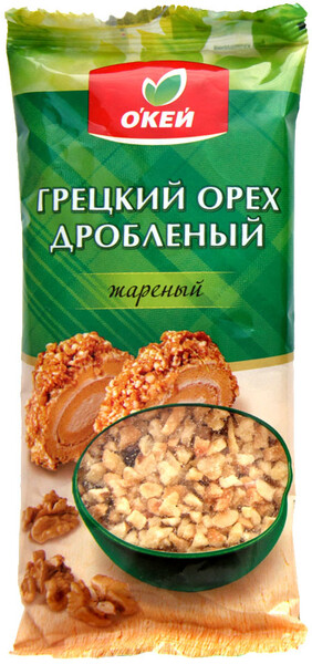 Ядра грецкого ореха жаренные дробленые  О`КЕЙ 50гр