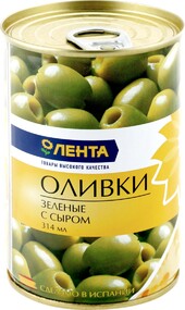 Оливки ЛЕНТА зеленые фаршированные с сыром 314мл