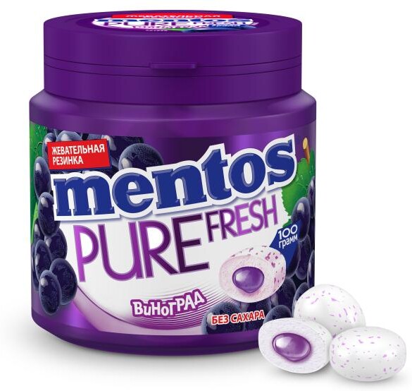 Резинка жевательная Mentos Pure Fresh Виноград, 100 г