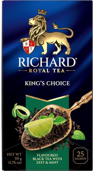 Чай черный Richard Royal King’s Choice Лайм и Мята 25 пакетиков 50 гр., картон