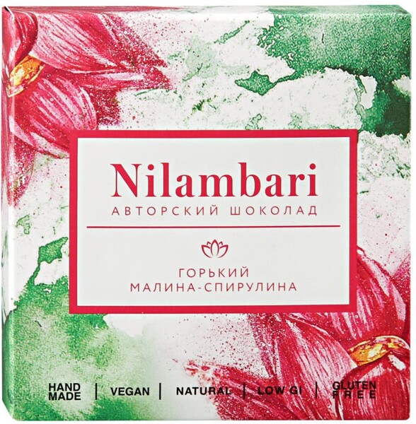 Шоколад Nilambari горький малина-спирулина 65 г
