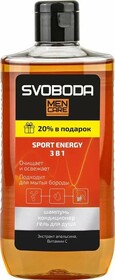 Шампунь-кондиционер-гель для душа Svoboda Men Care sport energy 3в1 290 мл., ПЭТ