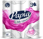 Туалетная бумага PAPIA SILK EDITION 3 слоя 16 рулонов WR, пакет