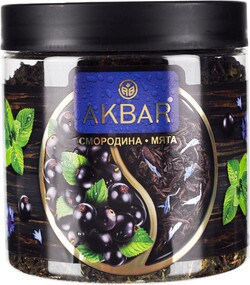 Чай АКБАР черный Смородина и мята 100 гр., пластиковая банка