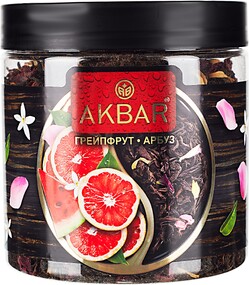 Чай АКБАР черный Грейпфрукт и арбуз 100 гр., пластиковая банка
