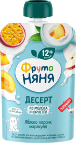 Десерт Фрутоняня яблоко/персик/маракуйя/молоко 90г БЗМЖ