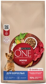Сухой корм Purina ONE Мини для взрослых собак с говядиной и рисом, 7 кг