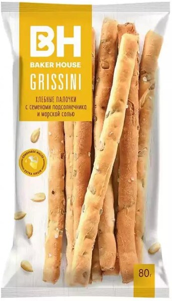 Хлебные палочки Baker House Grissini с семенами тыквы 80 гр., флоу-пак