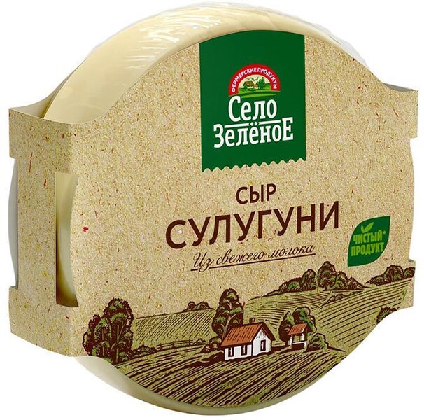 Сыр рассольный Село Зеленое Сулугуни 40% 300 гр., пленка