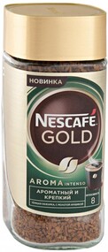Кофе Nescafe Gold Aroma Intenso растворимый с добавлением жареного молотого кофе 85 г