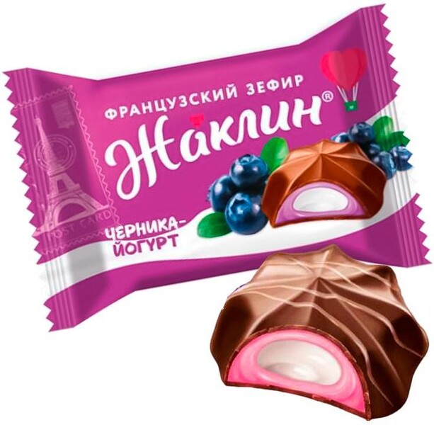 Зефир Славянка Жаклин Французский черника-йогурт глазированный 6 кг., картон