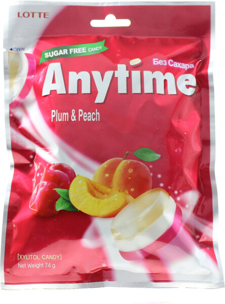Карамель леденцовая Anytime со вкусом сливы и персика 74г