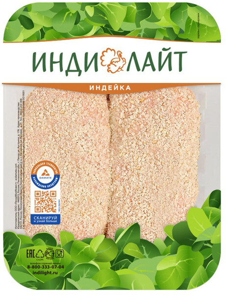 Шницель из индейки Хрустящая корочка охлажденный Просто азбука 400г лоток Россия