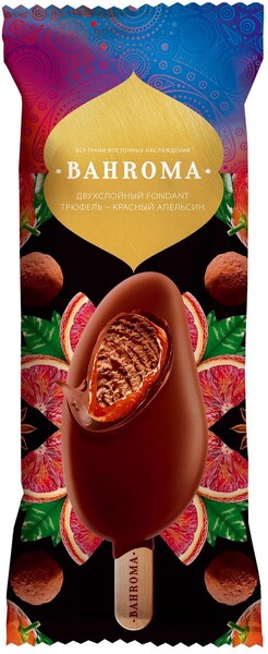 Мороженое Bahroma Fondant Эскимо Трюфель Апельсин пломбир 75 гр., флоу-пак