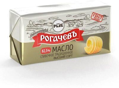 Масло сливочное Рогачевъ Традиционное 82,5% 1 кг., обертка