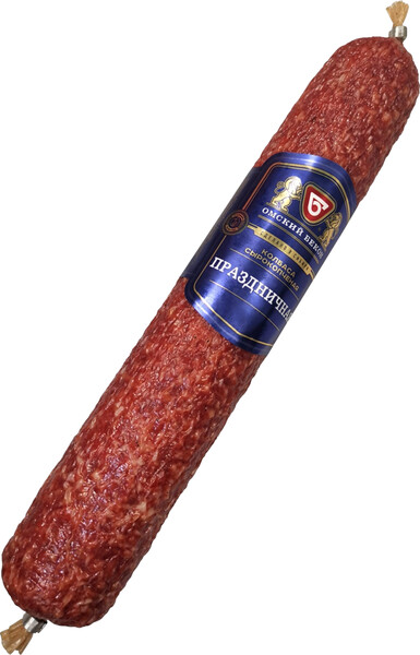 Колбаса сырокопченая ОМСКИЙ БЕКОН Праздничная полусухая, весовая Россия 