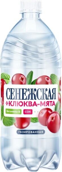 Вода питьевая «Сенежская» клюква-мята газированная, 1 л