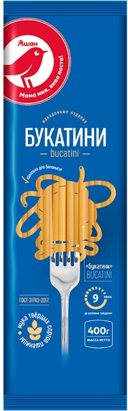 Макаронные изделия АШАН Красная птица Букатини, 400 г