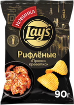 Чипсы картофельные Lay's рифленые со вкусом Пряной креветки, 90 г