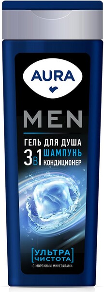 Гель для душа Aura Men 3в1 Ультра Чистота, 380 мл