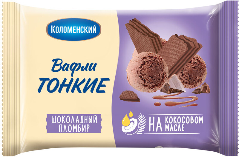 Вафли Коломенские Тонкие Шоколадный Пломбир 100г