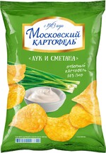 Чипсы Московский картофель лук сметана, 60 гр., флоу-пак