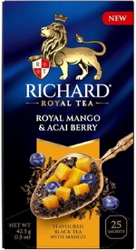 Чай черный Richard Royal Mango & Acai berry 25 пакетиков х 1,7 гр., картон