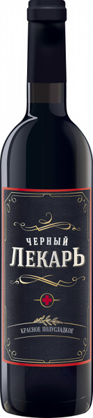 Вино столовое красное полусладкое «Черный лекарь», 0.7 л