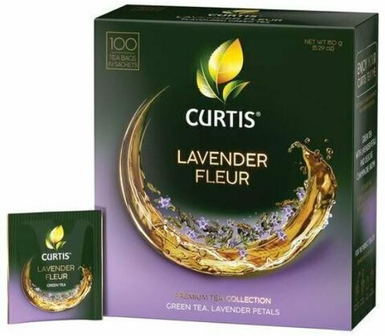 Чай Curtis Lavender Fleur зеленый 100 пакетиков 150 гр., картон