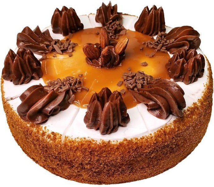 Торт Смольнинский хлебозавод Миндально-карамельный (10 порций) 700 гр., ПЭТ