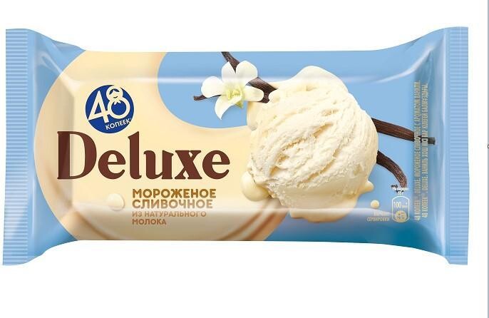 Мороженое сливочное 48 копеек Deluxe брикет 210 гр., флоу-пак